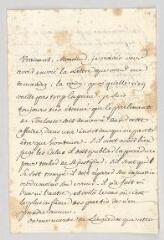 4 vues MS CA 0157 - Voltaire. Lettre à François-Achard Joumard Tison, marquis d'Argence.- [sans lieu], 12 octobre 1765