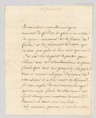 8 vues MS CA 0164 - Voltaire. Lettre à François-Achard Joumard Tison, marquis d'Argence.- [sans lieu], 17 janvier 1767