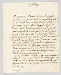 4 vues MS CA 0179 - Voltaire. Lettre signée à François-Achard Joumard Tison, marquis d'Argence.- [sans lieu], 26 novembre 1775