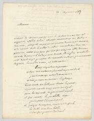4 vues MS CB 0004 - Dorat, Claude-Joseph. Lettre autographe signée à Voltaire.- [Paris ?], 14 janvier 1767