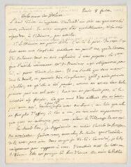 8 vues MS CB 0020 - Olivet, Pierre-Joseph Thoulier, abbé d'. Lettre autographe à Voltaire.- Paris, 8 février [1739]