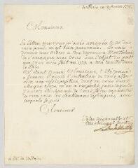2 vues MS CB 0035 - Wurtemberg, Charles-Eugène, duc de. Lettre signée à Voltaire.- Paris, 13 février 1776