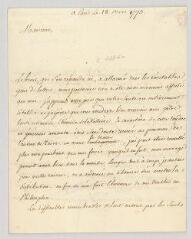 4 vues MS CB 0040 - Blin de Sainmore, Adrien-Michel-Hyacinthe. Lettre autographe signée à Voltaire.- Paris, 18 mars 1773