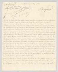 4 vues  - MS CC 0001 - Nivernais, Louis-Jules Mancini Mazarini, duc de. Lettre autographe signée à N.- Paris, 3 mai 1755 (ouvre la visionneuse)