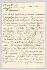 4 vues  - MS CC 0003 - Lenglet-Dufresnoy, abbé Nicolas. Lettre autographe signée à Jean-Baptiste Rousseau.- Paris, 19 mars 1731 (ouvre la visionneuse)