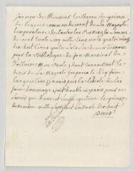 2 vues  - MS CC 0067 - Denis, Marie-Louise Mignot, Mme. Billet autographe signé au baron Frédéric Melchior von Grimm.- Paris, 15 décembre 1778 (ouvre la visionneuse)