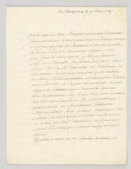 4 vues  - MS CC 0080 - [Desormeaux, Joseph-Louis Ripault ?]. Lettre autographe signée à N.- Fourqueux, 9 juin 1787 (ouvre la visionneuse)