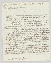 4 vues  - MS CC 0089 - Chénier, Marie-Joseph Blaise de. Lettre autographe signée au chevalier de Ferrier.- [Paris], 3 octobre 1786 (ouvre la visionneuse)