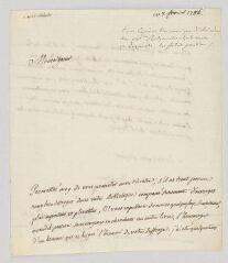 2 vues MS CC 0094 - Rochon de Chabannes, Marc-Antoine-Jacques. Lettre autographe signée à N.- [s.l.], 7 février 1786