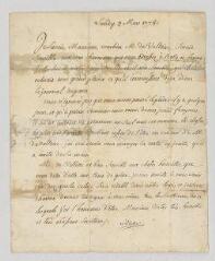 4 vues MS CC 0109 - Du Plessis-Villette, Charles-Michel, marquis. Lettre signée à Ponce-Denis Ecouchard Le Brun.- [Paris], 2 mars 1778