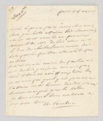 2 vues  - MS CC 0110 - Saint-Lambert, Jean-François, marquis de. Lettre autographe signée à N.- Paris, 28 août [1765] (ouvre la visionneuse)