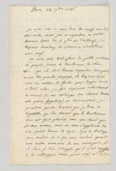 4 vues MS CC 0146 - Florian, Jean-Pierre Claris de. Lettre autographe à Philippe-Antoine de Claris, marquis de Florian.- Paris, 23 septembre 1786