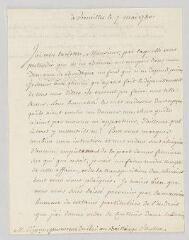 2 vues  - MS CC 0149 - Vergennes, Charles Gravier, comte de. Lettre signée à M. Rigny.- Versailles, 7 mai 1780 (ouvre la visionneuse)