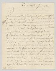 4 vues  - MS CC 0150 - Vergennes, Charles Gravier, comte de. Lettre signée à M. Rigny.- Versailles, 1 juin 1780 (ouvre la visionneuse)