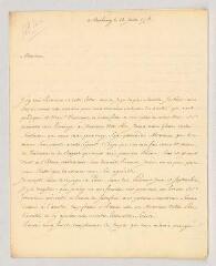 4 vues  - MS CC 0177 - Villeneuve. Lettre autographe signée à Charles-Nicolas-Joseph-Justin Favart.- Strasbourg, 28 juillet 1774 (ouvre la visionneuse)