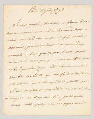2 vues  - MS CC 0189 - Suard, Jean-Baptiste-Antoine. Lettre autographe signée à N.- Paris, 11 juin 1793 (ouvre la visionneuse)