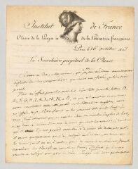 4 vues MS CC 0203 - Suard, Jean-Baptiste-Antoine. Lettre autographe signée à [Joseph-François ou Louis-Gabriel] Michaud.- Paris, 16 octobre 1813