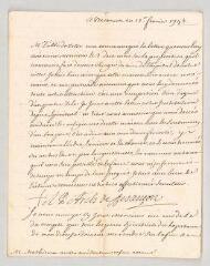 4 vues  - MS CC 0210 - Grammont, Antoine Pierre de. Lettre signée à [Louis] Mathieu.- Besançon, 12 février 1745 (ouvre la visionneuse)