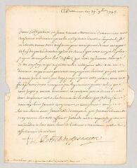 4 vues  - MS CC 0212 - Grammont, Antoine Pierre de. Lettre signée à [Louis] Mathieu.- Besançon, 29 novembre 1745 (ouvre la visionneuse)