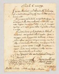 2 vues  - MS CC 0229 - Brolliet. Lettre [autographe ?] signée à [Gelan de Boissy ?].- Paris, 6 mars 1791 (ouvre la visionneuse)