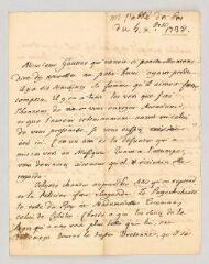 4 vues  - MS CC 0234 - Dubos, abbé Jean-Baptiste. Lettre autographe au comte de Brancas-Rochefort.- [Paris], 4 décembre 1738 (ouvre la visionneuse)