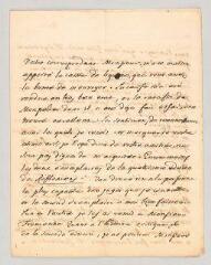 4 vues  - MS CC 0239 - Dubos, abbé Jean-Baptiste. Lettre autographe au comte de Brancas-Rochefort.- [Paris], 7 octobre 1740 (ouvre la visionneuse)