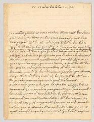 4 vues MS CC 0251 - Denis, Marie-Louise Mignot, Mme. Lettre autographe à [Charles-Augustin de Ferriol, comte d’Argental].- Genève, 17 septembre [1755]