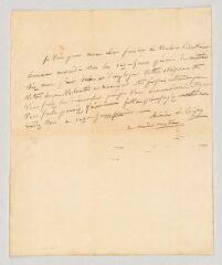2 vues MS CC 0255 - Coigny, Aimée de Franquetot de. Lettre autographe signée à M. Fraisier.- [s.d.]