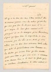 4 vues MS CC 0265 - Rochefort, Marie-Thérèse de Brancas de Forcalquier, comtesse de. Lettre autographe à Louis-Jules Mancini Mazarini, duc de Nivernais.- [s.l.], 25 janvier [circa 1748-1760]