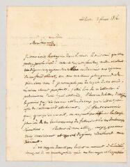 4 vues MS CC 0281 - Millevoye, Charles Hubert. Lettre autographe signée à à Antoine-Vincent Arnault.- Abbeville, 2 février 1816