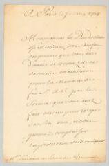 4 vues  - MS CC 0288 - Argenson, [Marc-Pierre de Voyer, comte d\' (1696-1764) ?]. Lettre autographe signée à \'Messieurs les Maire et Echevins de Romorantin\'.- Paris, [5 mars 1724] (ouvre la visionneuse)
