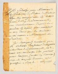 2 vues  - MS CC 0307 - Schütze, Gottfried. Lettre autographe signée à Pierre Fulcrand de Rosset.- Paris, mai 1775. (ouvre la visionneuse)