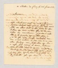 4 vues MS CC 0314 - Christin, Charles-Frédéric-Gabriel. Lettre autographe signée au chevalier Jacques de Rochefort d’Ally.- Ferney, 26 février 1772.