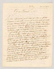6 vues  - MS CC 0342 - Talmay, Pierre Fijan de. Lettre autographe signée à François, dit Duvivier.- Dijon, 26 décembre 1780. (ouvre la visionneuse)