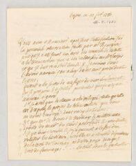 6 vues  - MS CC 0346 - Talmay, Pierre Fijan de. Lettre autographe signée à François, dit Duvivier.- Dijon, 10 janvier 1781. (ouvre la visionneuse)