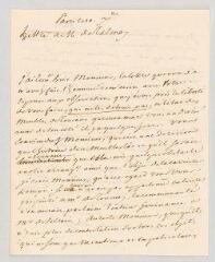 4 vues  - MS CC 0347 - Duvivier, François, dit. Lettre manuscrite à Pierre Fijan de Talmay.- [Paris, 7]. (ouvre la visionneuse)