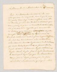 4 vues  - MS CC 0349 - Denis, Marie-Louise Mignot, Madame. Lettre autographe à Monsieur de [Montarcher].- [s. l.], 31 août 1780. (ouvre la visionneuse)
