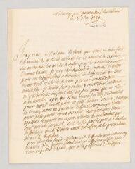 4 vues MS CC 0352 - Talmay, Pierre Fijan de. Lettre autographe signée à Marie-Louise Mignot Madame Denis.- [sans lieu], 7 septembre 1780.