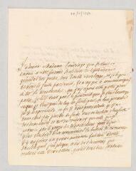 4 vues MS CC 0357 - Talmay, Pierre Fijan de. Lettre autographe signée à Marie-Louise Mignot Madame Denis.- [s. l.], 14 octobre 1780.