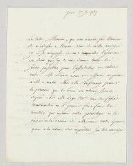 4 vues  - MS CC 0363 - Gobelet, [Michel]. Lettre autographe signée à François, dit Duvivier.- Paris, 27 janvier 1787. (ouvre la visionneuse)