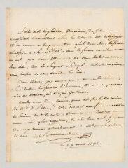 2 vues  - MS CC 0369 - Beaumarchais. Pierre-Augustin Caron de. Lettre autographe signée à David-Etienne Rouillé de l\'Etang.- Paris, 29 août 1785. (ouvre la visionneuse)