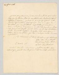 4 vues MS CC 0378 - Chénier Marie-Joseph lettre autographe signée à Monsieur Florence.- Paris, 14 novembre 1786.