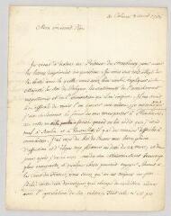 4 vues  - MS CA 0028a - Voltaire. Lettre signée au Père Joseph de Menoux.- Colmar, 3 avril 1754 (ouvre la visionneuse)