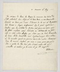 2 vues  - MS CA 0074 - Voltaire. Lettre à Élisabeth-Marie Bouquet et Jacquette-Julie Bouquet.- Montriond, 25 mai [1756] (ouvre la visionneuse)