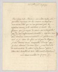 4 vues  - MS CA 0078 - Voltaire. Lettre signée à Jacques-Vincent Le Jeune Delacroix.- Ferney, 23 décembre 1776 (ouvre la visionneuse)
