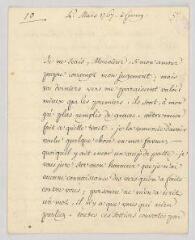 4 vues  - MS CA 0081 - Voltaire. Lettre signée à Claude-Joseph Dorat.- Ferney, 4 mars 1767 (ouvre la visionneuse)