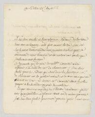 2 vues  - MS CA 0110 - Voltaire. Lettre signée à [Marie-Anne Fiquet du Boccage].- Genève, 24 mai 1762 (ouvre la visionneuse)
