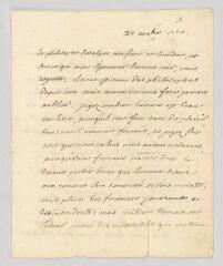 4 vues  - MS CA 0124 - Voltaire. Lettre autographe signée à François-Achard Joumard Tison, marquis d\'Argence.- [Genève], 27 novembre [1760] (ouvre la visionneuse)