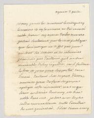 4 vues  - MS CA 0151 - Voltaire. Lettre autographe signée à François-Achard Joumard Tison, marquis d\'Argence.- Genève, 3 juillet [1765] (ouvre la visionneuse)