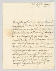 4 vues  - MS CA 0154 - Voltaire. Lettre à François-Achard Joumard Tison, marquis d\'Argence.- Ferney, 20 septembre 1765 (ouvre la visionneuse)